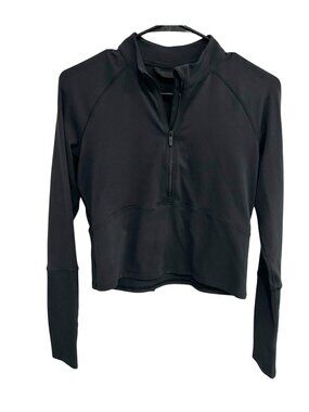 Lululemon Small Black It's Rulu Crop Half-Zip Long Sleeve Pullover Athleisure